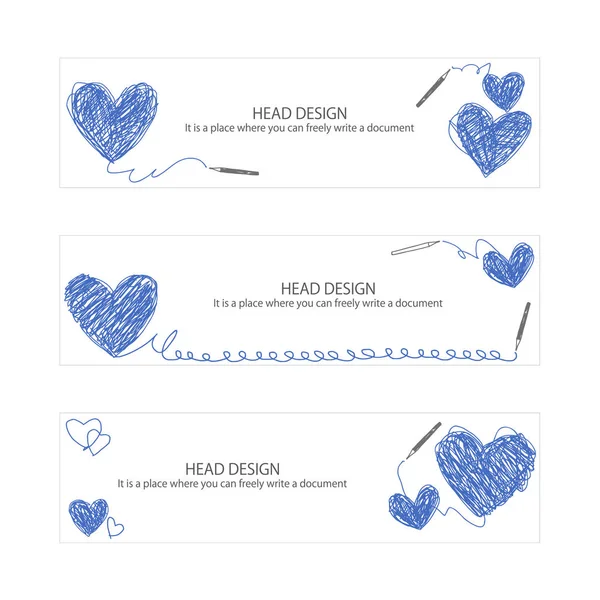 Diseño Encabezado Web Del Corazón Que Constituí Una Línea Enciendo — Archivo Imágenes Vectoriales