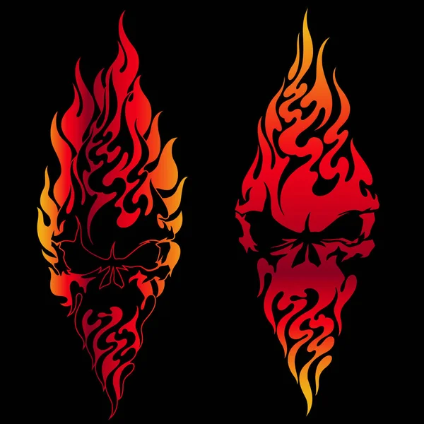 頭蓋骨と炎を組み合わせたイラスト 頭蓋骨と火をデザイン ベクトル作品です — ストックベクタ