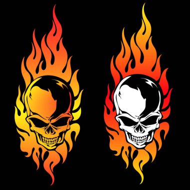 Kafatasıyla alevi birleştiren çizim.,