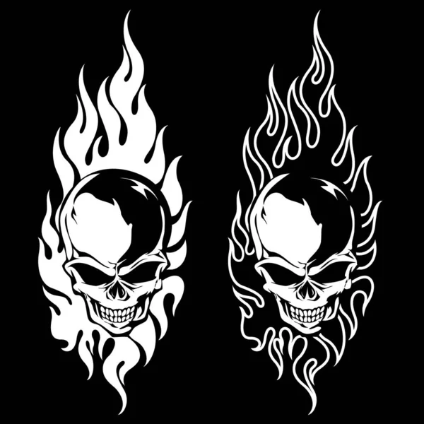 Illustration Which Combined Flame Skull — Stock Vector