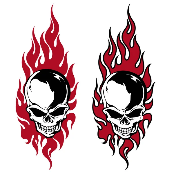 Illustration Which Combined Flame Skull — Stock Vector
