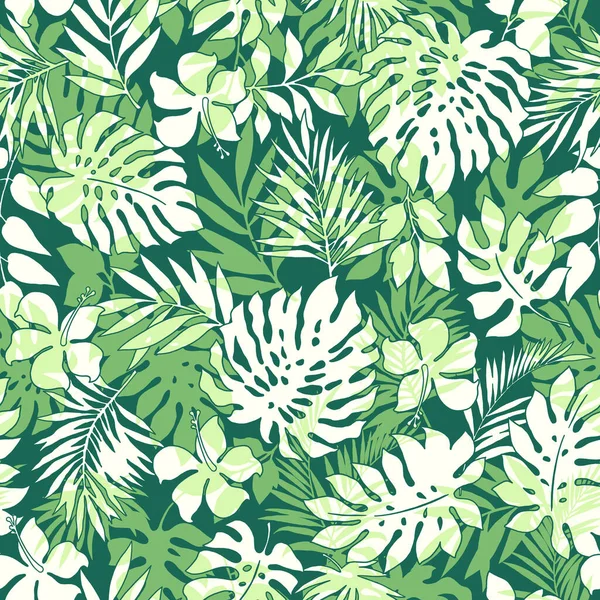 Vacker Tropisk Växt Sömlös Mönster Illustration — Stock vektor