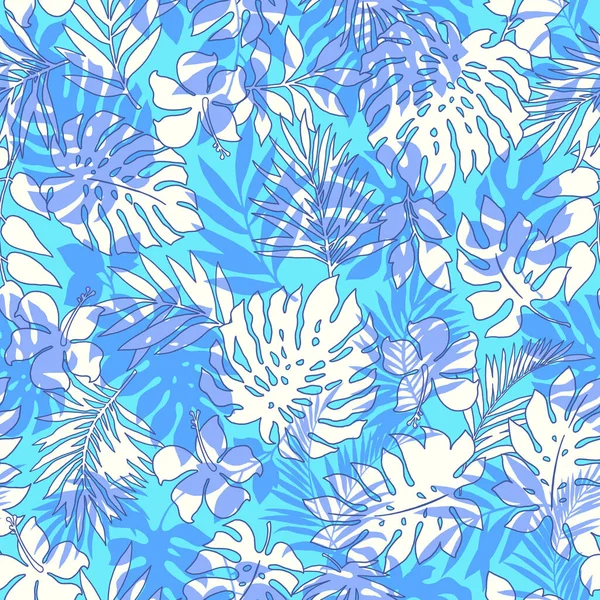 Beautiful Tropical Plant Seamless Pattern Illustration — Stock Vector