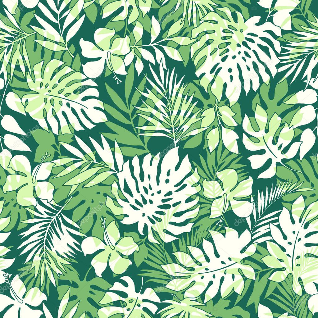 Beautiful tropical plant seamless pattern illustration,