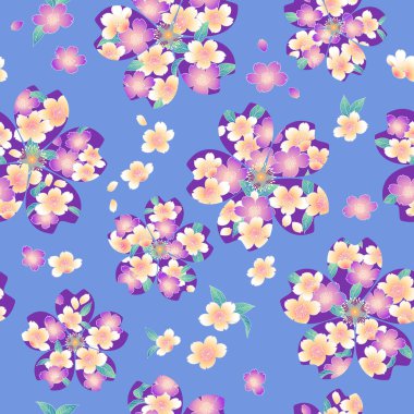 Kimono olarak kullanılan kiraz çiçeğinin kusursuz deseni.,