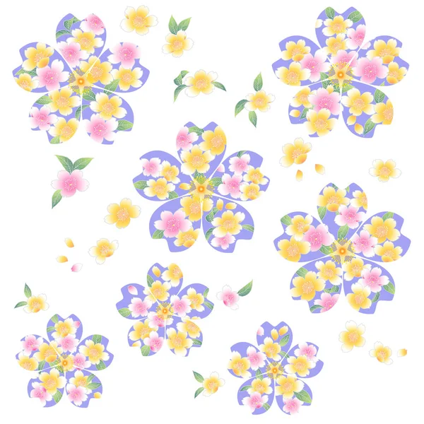 Traditionell Körsbärsblomma Illustration Japansk Stil Vackert — Stock vektor