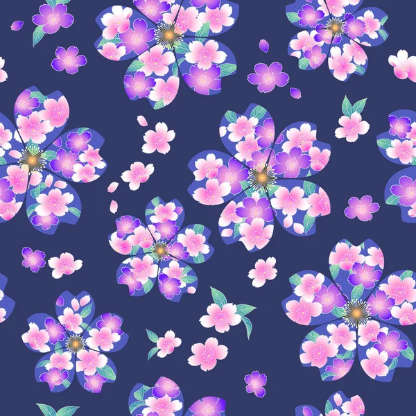 无缝隙的樱花图案 用于和服 — 图库矢量图片