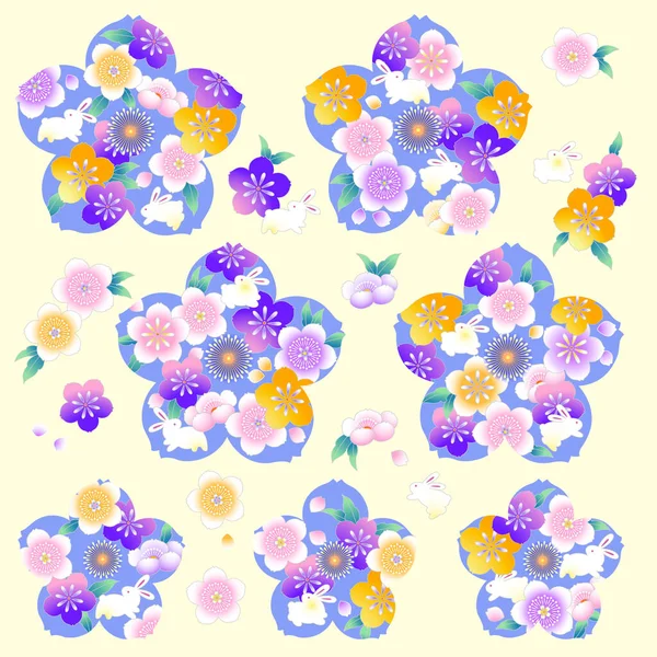 Traditionell Körsbärsblomma Illustration Japansk Stil Vackert Jag Ritade Körsbär Blommor — Stock vektor