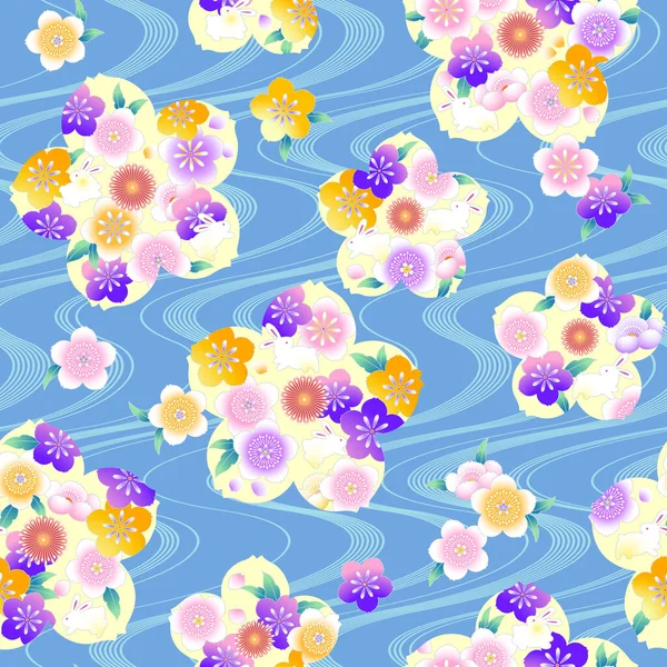 Modèle Sans Couture Une Fleur Cerisier Utilisé Pour Kimono Est — Image vectorielle