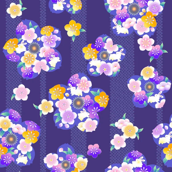 Patrón Sin Costura Una Flor Cerezo Utilizado Para Kimono Utiliza — Vector de stock