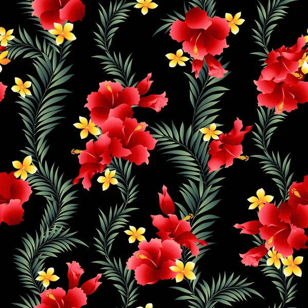 Seamless Pattern Beautiful Hibiscus Drew Hibiscus Designing Picture Seamless — стоковый вектор