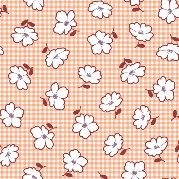 一朵花的无缝线矢量图案 一朵花的无缝线图案 设计简单 我设计了一朵花 这些图案继续无缝 — 图库矢量图片