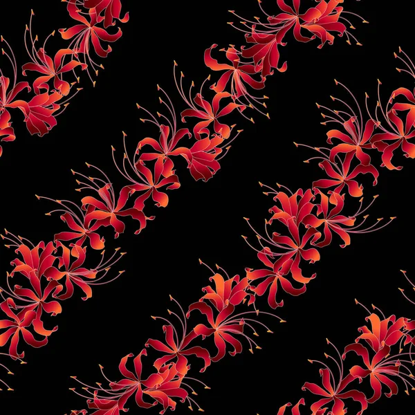 Motif Amaryllis Cluster Qui Est Beau Avec Style Japonais Conception — Image vectorielle