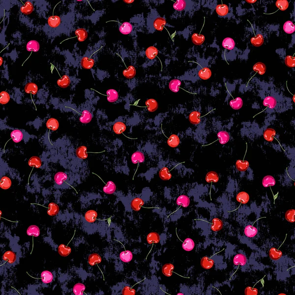 美丽的樱桃的无缝线向量图案 我使樱桃成为无缝图案 — 图库矢量图片