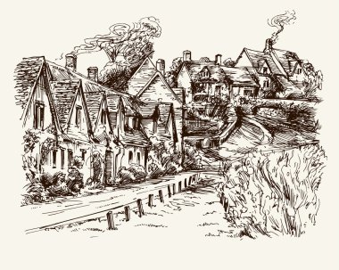 Bibury, İngiltere'nin köydeki evleri Arlington satır. El 