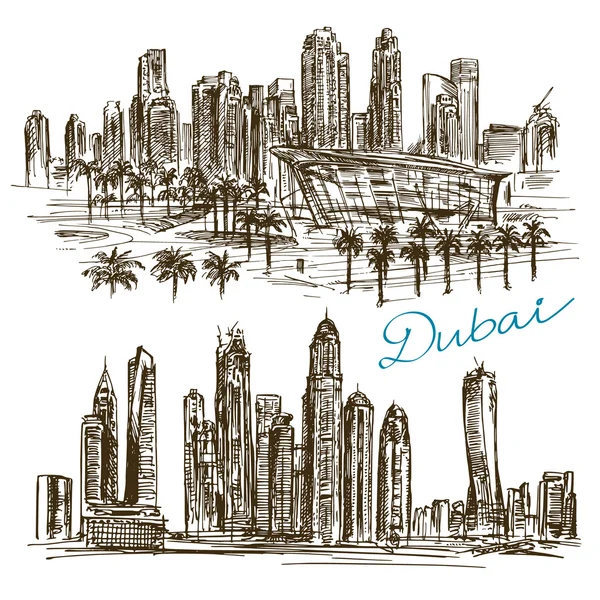 Dubai. Collezione disegnata a mano . — Vettoriale Stock