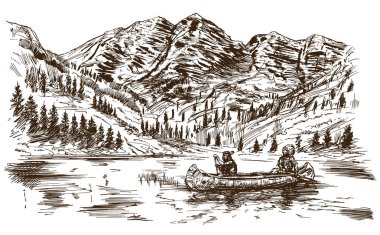 Vahşi Batı. Elle çizilmiş illüstrasyon.