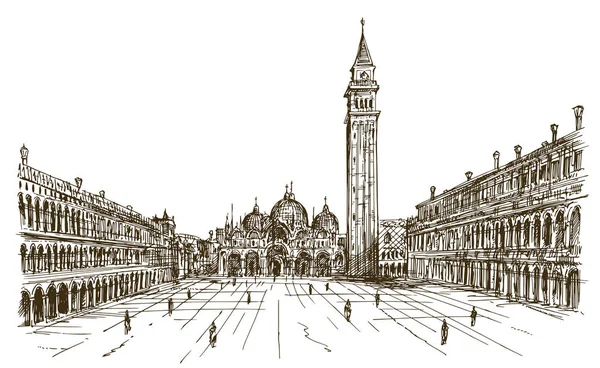 Italie, Venise, San Marco. Dessin à la main . — Image vectorielle