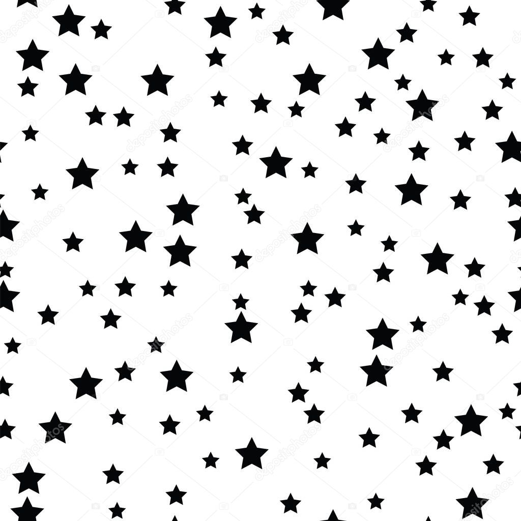 Geometric  monochrome abstract seamless pattern with stars