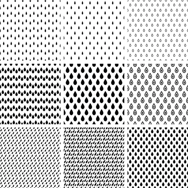 Ensemble de ligne monochrome motif abstrait sans couture avec des gouttes — Image vectorielle