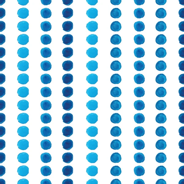 Aquarel blauw polka dot naadloze patroon — Stockvector