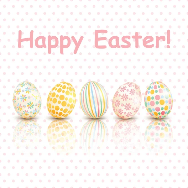 Yumurta ve metin ile renkli mutlu Paskalya tebrik kartı — Stok Vektör