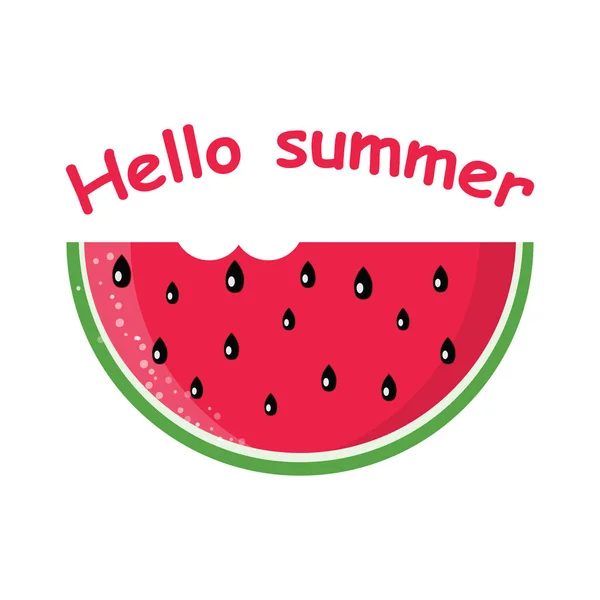 Watermeloen pictogram. Hallo zomer poster met watermeloen. Verse en sappige watermeloen — Stockvector