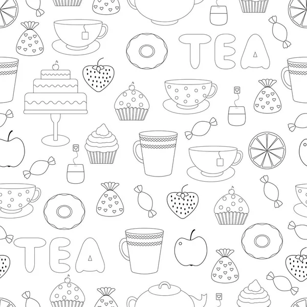 Tea Time.Tea,sweets — Stock Vector
