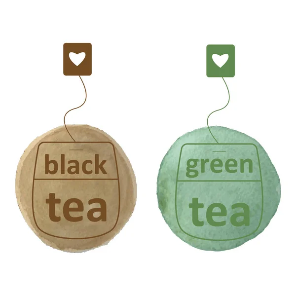 Groene en zwarte thee — Stockvector