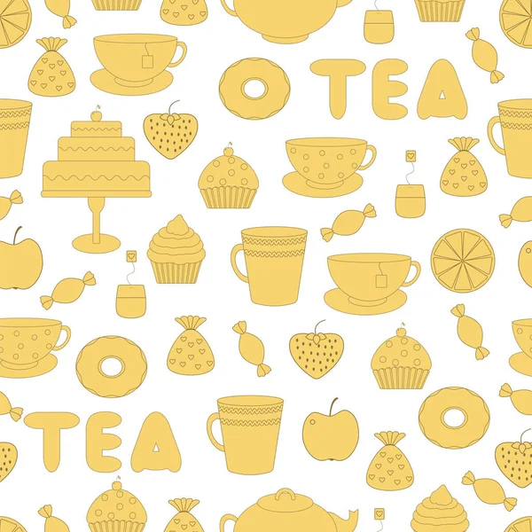 Chá, doces sem costura padrão — Vetor de Stock