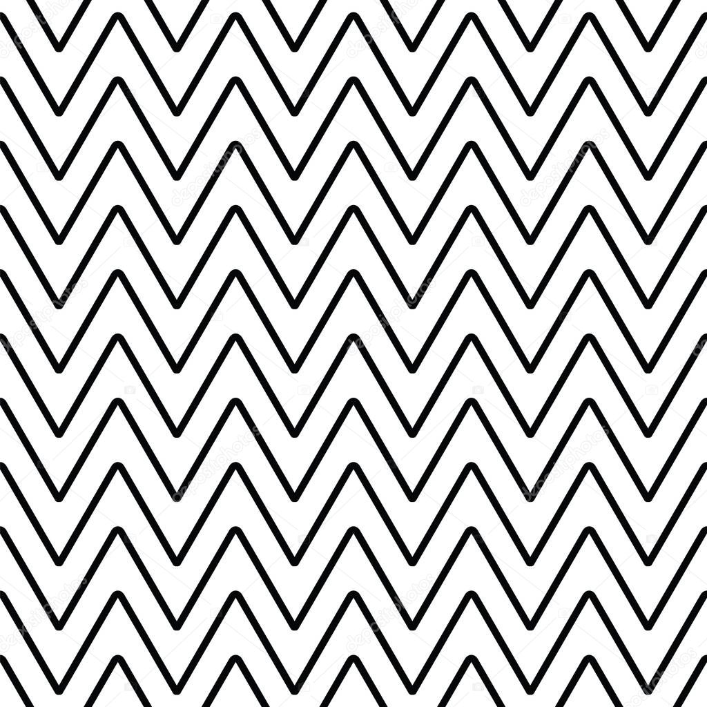 Geometric line monochrome abstract seamless pattern with zigzag