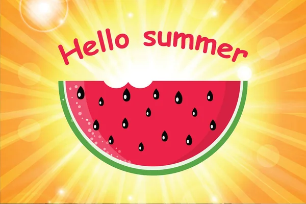 Hello Summer poster .Fresh and juicy watermelon — Stock Vector