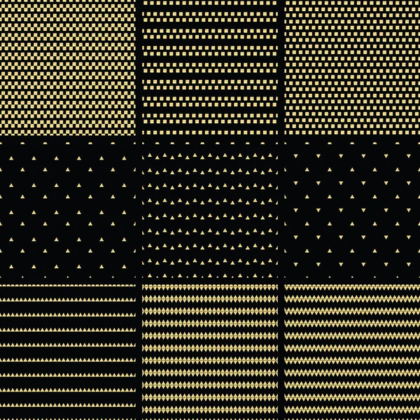 Conjunto de línea geométrica de oro abstracto patrón sin costura con triang — Archivo Imágenes Vectoriales