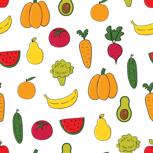 Legumes, frutas sem costura padrão — Vetor de Stock