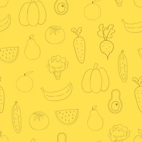 Grönsaker, frukter sömlösa mönster — Stock vektor