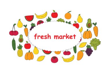 Renkli meyve ve sebzeler ile banner