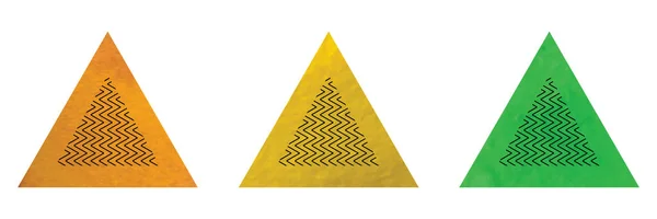 Ensemble de triangles avec texture aquarelle et motif chevron — Image vectorielle
