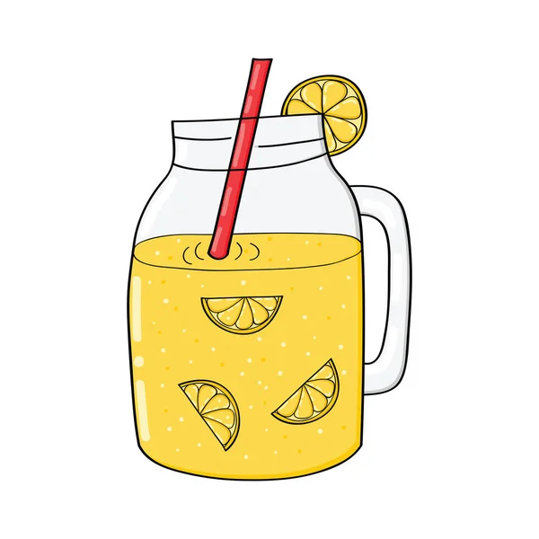 Hand drawn jar with lemonade — Stock Vector