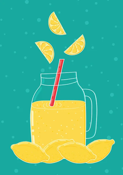 Tarro dibujado a mano con limonada — Vector de stock