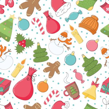 El çekilmiş mutlu Noeller ve mutlu yeni yıl doodle sorunsuz pa