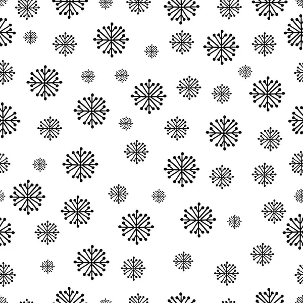Kézzel rajzolt téli varrat nélküli minták hópelyhek — Stock Vector