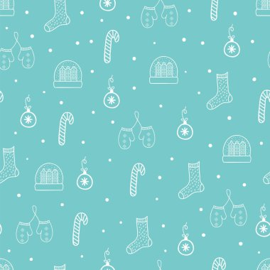 El çekilmiş mutlu Noeller ve mutlu yeni yıl doodle sorunsuz pa