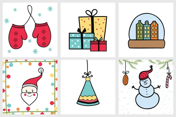 Conjunto de tarjetas de Navidad y Año Nuevo prefabricadas con winte — Archivo Imágenes Vectoriales