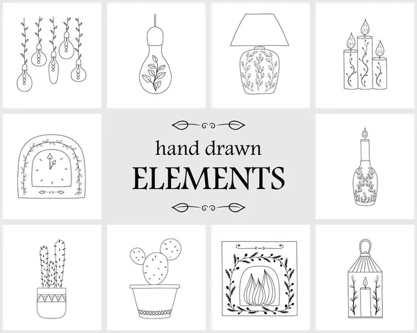 Éléments de logo dessinés à la main et icônes — Image vectorielle
