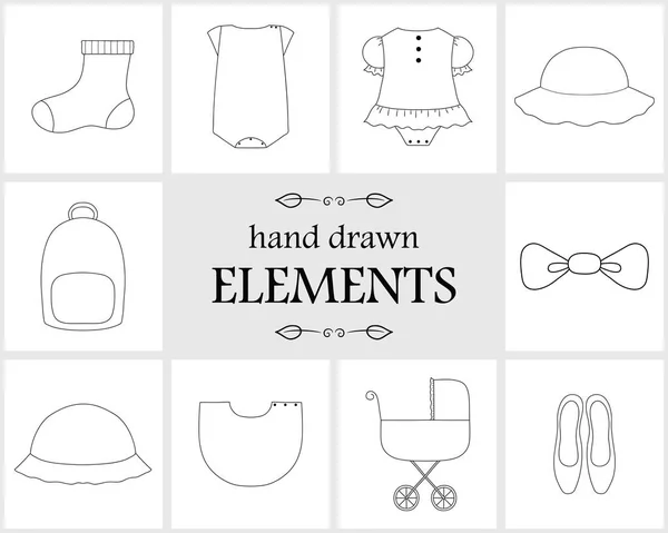 Hand drawn logo elements and icons — Stock Vector