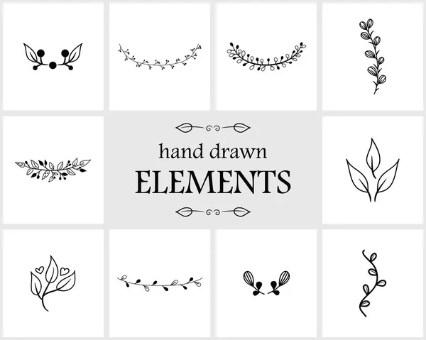 Рука намальовані елементи квіткового логотипу та піктограми — стоковий вектор