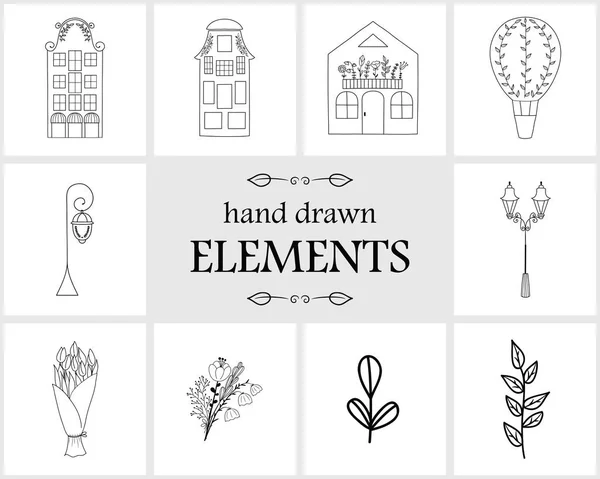 Hand drawn logo elements and icons — Stock Vector