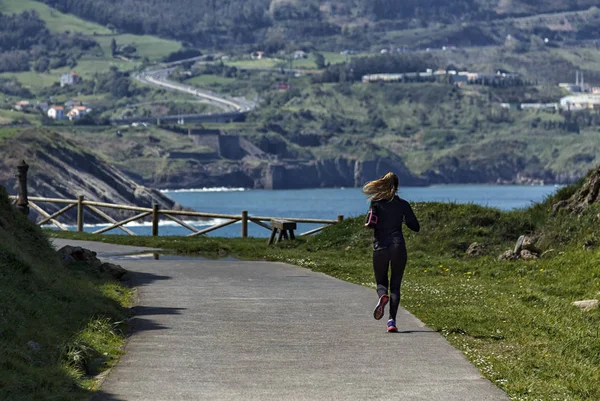 Woman Running Nature Spain — Stock Photo, Image