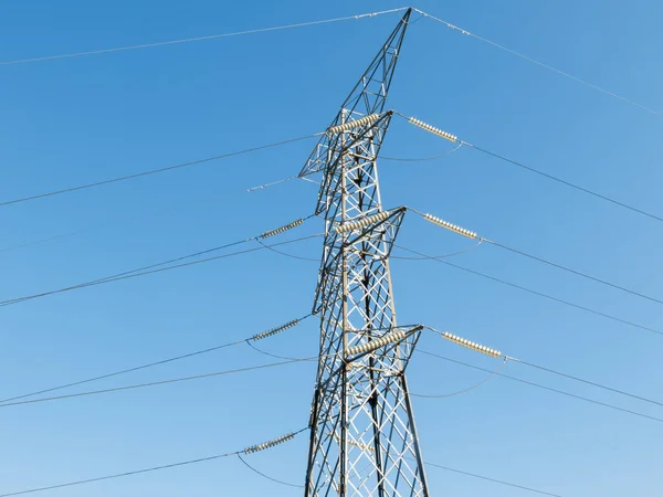 electric tower in the blue sky