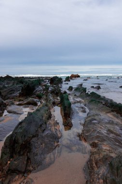 Bask bölgesindeki kayalık plaj.